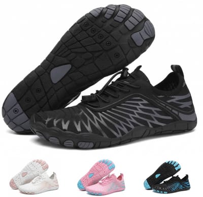 Solfit - Barefoot Schoenen - Dames & Heren - Sportschoenen Sneakers - Fitnessschoenen - Hardloopschoenen - Ademend Knit Textiel - Zwart - 36- BAREON