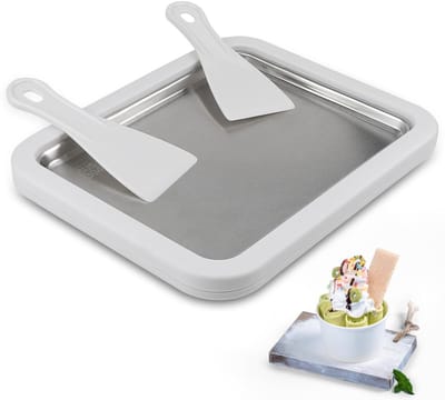 Dailygoods- IJsrollermaker Roestvrij Staal - IJsplaat - IJsrolls Machine - Zelfgemaakte Eetijs - Voor Bevroren Yoghurt - Lichtgewicht Design
