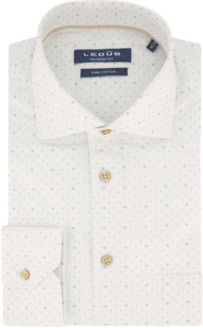Ledub business overhemd modern fit wit geprint