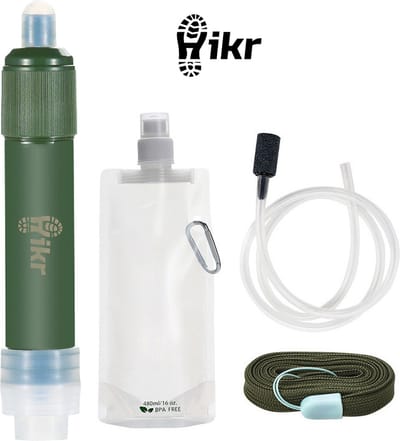 Hikr® Waterfilter – Survival & Nood – Zuiver & schoon drinkwater – Lichtgewicht outdoor straw – 4000L Capaciteit – Groen