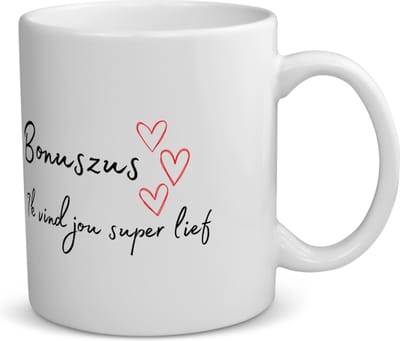 Akyol - bonuszus ik vind jou super lief koffiemok - theemok - Zus - de liefste zus - verjaardag - cadeautje voor zus - zus artikelen - kado - geschenk - 350 ML inhoud