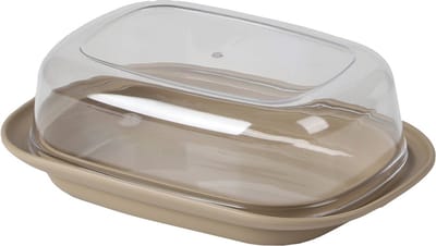Urban Living Botervloot met deksel - beige/transparant - kunststof - 17 x 12 x 6 cm - keuken/tafel