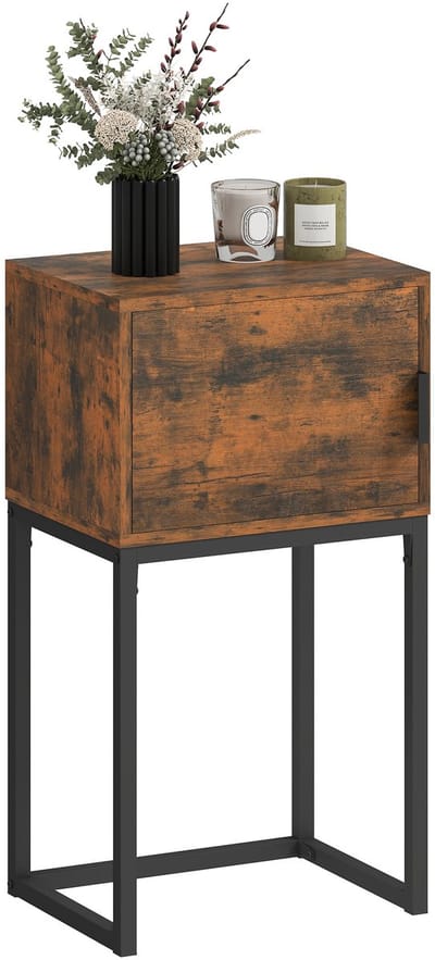 Homcom Console Table-Spaanplaat, Staal-40L x 30B x 76H cm-Rustiek-Bruin