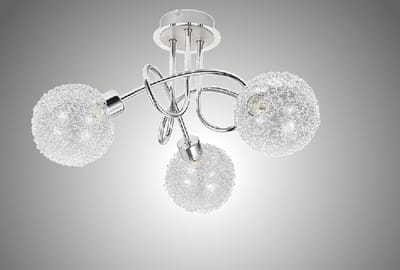 Trango 3-vlam plafondlamp chroomlook serie 1002-38 *AMELIA* incl. 3x G9 LED lampen 3.000K warm witte lichtkleur Badkamerlamp, gangverlichting, keukenlamp, LED plafondlamp, kroonluchter