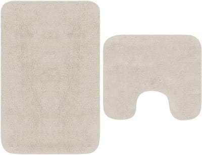 Badmat Set - Badkamer Vloermat - Veiligheid en Comfort - Anti-slip Onderkant - 2 Delig - Wit