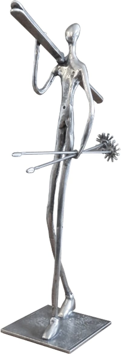 Skiër - Minatuur beeldje - Sporttrofee - Wintersport - Tinnen Sportprijs - Cadeau skileraar - Skiles