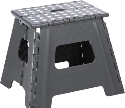 HI Huishoudtrap - grijs - 38 x 32 x 31 cm - opvouwbaar - keukentrap