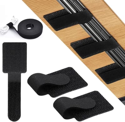 SnelShoppen - 50 Pcs Zelfklevende Kabelhouders, Kabelbeheer voor Bureau, Verstelbare Kabelorganizer met 1 x 100cm Band, Kabelclips voor Kantoor, Bedsi