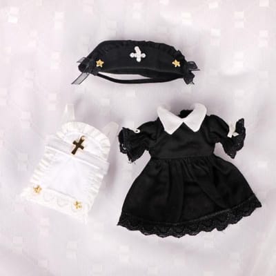 Duurzame Ob11 Poppenkleding Vintage Dienstmeisje Outfit Jurk Sjaal Hoofddeksel Set voor Obitsu11 GSC Molly YMY1/12 Poppenkleding Poppenaccessoires white