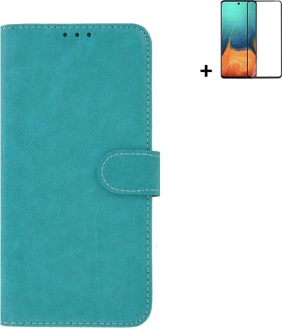 MoDo hoesje Geschikt voor Samsung Galaxy A53 5G - Kunstleer Book Case - Turquoise hoesje met full screenprotector