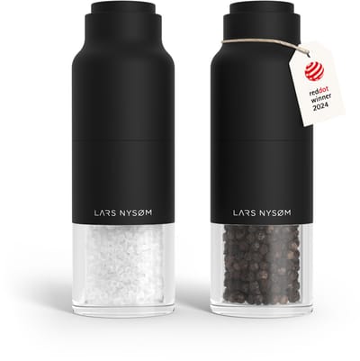 LARS NYSØM Omvendt Zout- en Pepermolenset handmatig - Roestvrij Staal - Verstelbare maalgraad (Carbon Black)