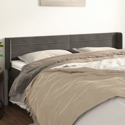 vidaXL - Hoofdbord - met - randen - 163x16x78/88 - cm - fluweel - donkergrijs