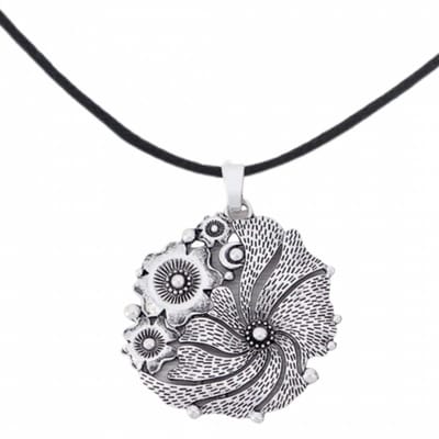 Ketting- Bloem- Metaal- Zilverkleur- 70 cm-Charme Bijoux