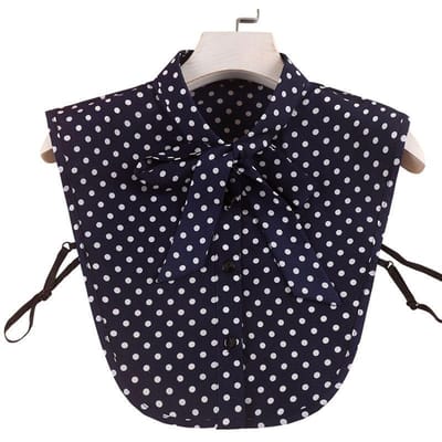 Marineblauw Polka Dot Strik Nepkraag Dickey Halve Blouse Valse Kraag Stijlvolle Afneembare Halve Shirtblouse Faux Kraag