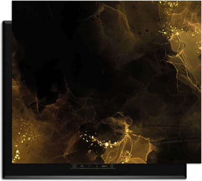 KitchenArt - Golden Smoke – Inductie Beschermer - 65x52 cm - Kookplaat Beschermer - Luxe Afdekplaat Inductieplaat - Anti-slip & Oprolbaar - Beschermmat Inductiekookplaat
