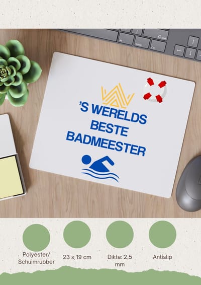 Akyol - 's werelds beste badmeester Muismat - Badmeester - badmeesters - badmeesters - cadeau badmeester - zwemmen - zwemdiploma - cadeau - kado - gift - geschenk - vaderdag - lifeguard - 23 bij 19 cm