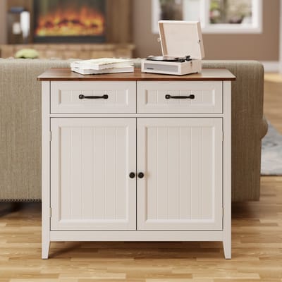 Xbro Keukenkast met 2 Laden en 2 Deuren – Buffetkast met Werkblad – Dressoir voor Keuken, Woonkamer of Eetkamer – 90x40x81 cm - Retro Tafelblad
