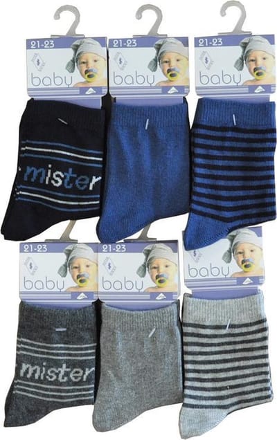 Baby sokjes Mister - maat 21/23 - 12 paar - 90% KATOEN - Zonder naad aan de teen