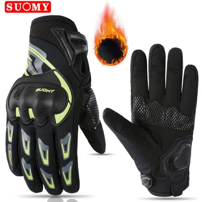 Gants de moto d'hiver gardent au chaud épaissis anti-chute et résistants au froid 2XL verte fluorescente