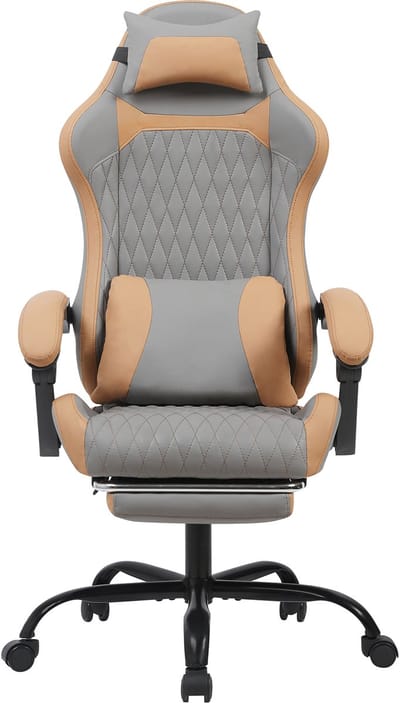 Ergonomische Gamestoel - Gaming Bureaustoel - Met Voetensteun - Ademend Proteïne Leer - 135 Graden Kantelbaar - Home Office - 61x52x129cm - Zwart