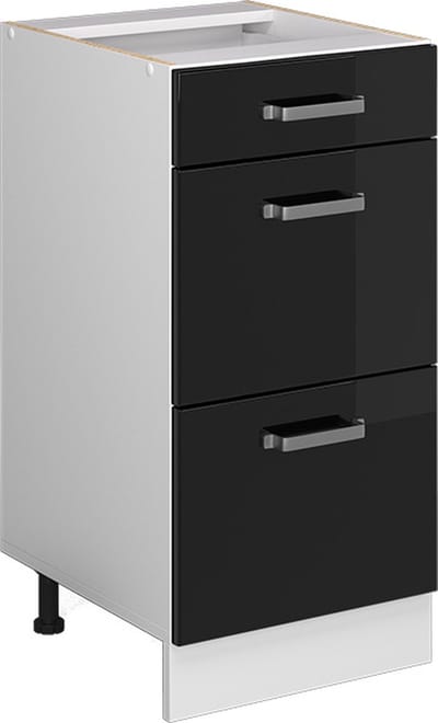 Vicco R-Line Keukenonderkast – 40 cm met laden, zonder werkblad Zwart hoogglans