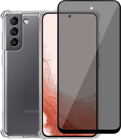 Extreme Shock Hoesje geschikt voor Samsung S22 + Privé Screenprotector – Privacy Tempered Glass - Case Transparant