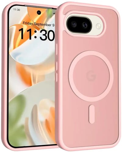 Hoesje voor Google Pixel 10a – Hybrid Back Cover - Compatible met MagSafe – Schokabsorberend TPU & Hard PC – Matte Semi Transparante Beschermhoes Roze