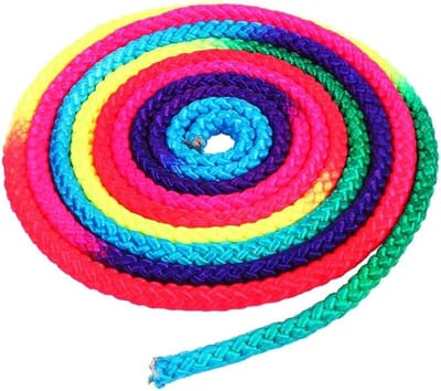 Gymnastiek Touw 2.8m in Regenboogkleuren, Nylon Touw voor Ritmische Gymnastiek en Dans, Professioneel Trainingsmateriaal voor Competitie