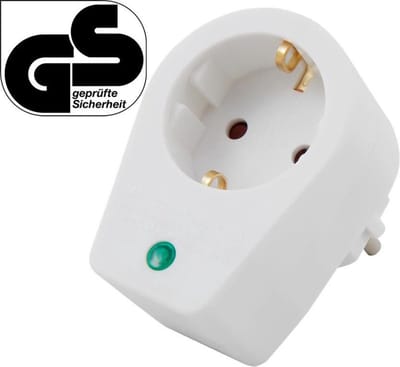 McPower Doorvoerstekker - 1 stopcontact - Splitter met overspanningsbeveiliging - Wit