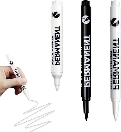 3 Stuks Watervaste Permanente Markers voor Glas, Keramiek, Metaal en Papier, Onuitwisbaar en Duurzaam