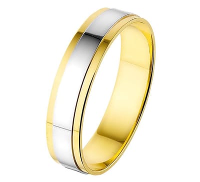 14K Bicolor Geel- En Witgoud Geel/Wit Ring A417 - 5 Mm Zonder Steen 4207673