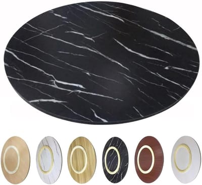 Houten Draaitafel - Serveeblad Rond - Moeiteloos Delen - 360 Graden Rotatie - 40 Inch - Marmer Zwart