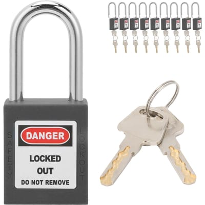 10 Ensembles Cadenas de Sécurité 1,5in Anse en Acier Isolé Anti-Corrosion pour Industrie Fabrication de Machines