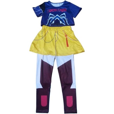 Costume d'Halloween pour Enfants Fille Sorcière Groupe Vague Coréenne Superstar Lumio Zimila Vêtements de Film Manches Courtes Imprimé 150 cm yellow