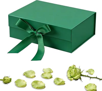 SnelShoppen - Geschenkdozen met Deksel 22x16x8,5 cm Groen - Cadeauverpakking met Magneetsluiting en Cadeaulint voor Bruiloften, Verjaardagen, Jubilea,