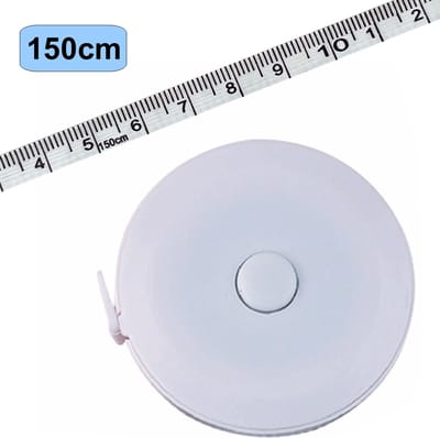 Rolmaat - Meetlint Lichaam - Lichaam Meter - Meetband - Klussen Meetlint - Lintmeter - Hobby Meetlint - Omtrekmeter - Uittrekbaar - 150cm - Wit