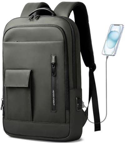 Slanke Laptoprugzak voor Heren en Dames - Waterdichte Laptoptas met USB-Aansluiting - Ideaal voor Kantoor, Universiteit en Reizen
