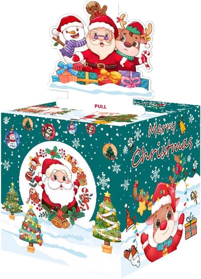Geldkistje Kerst - Spaarpot organizer - Feestelijke geldopslag - Inclusief 30 zakjes - 12x12x12 cm - Zoals op foto