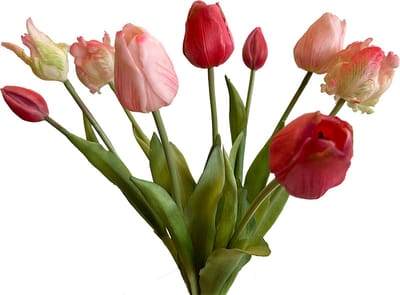 Viv! Home Luxuries - Tulpenboeket - 9 stuks - kunststof bloem - 40cm - roze