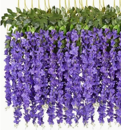12 Stuks Kunstmatige Blauweregen Bloemen Slingers, 1,1 m Zijde Nep Bloemen Hangende Wijnstok voor Binnen Buiten Thuis Tuin Kerstmis Bruiloft Feest Decoratie (Violet)