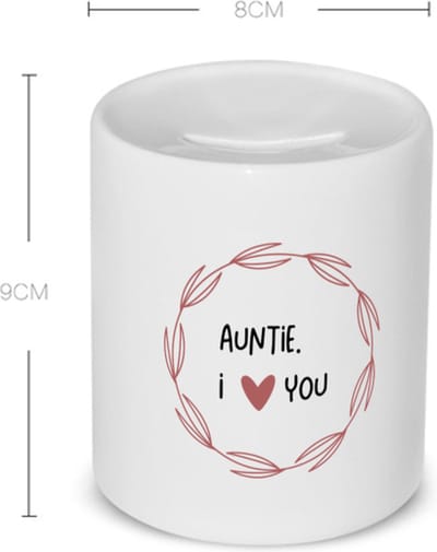 Akyol - auntie i love you Spaarpot - Tante - de liefste tante - verjaardagscadeau - verjaardag - cadeau - cadeautje voor tante - tante artikelen - kado - geschenk - gift - 350 ML inhoud