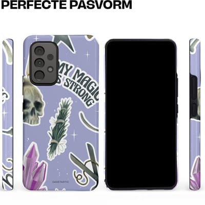 Casetastic hoesje geschikt voor Samsung Galaxy A53 (2022) 5G - Dubbellaagse bescherming - Lila Paarse Hekserij Strong Magic Sterren Collage - Fashion Case - Lila Lichtgrijs Wit