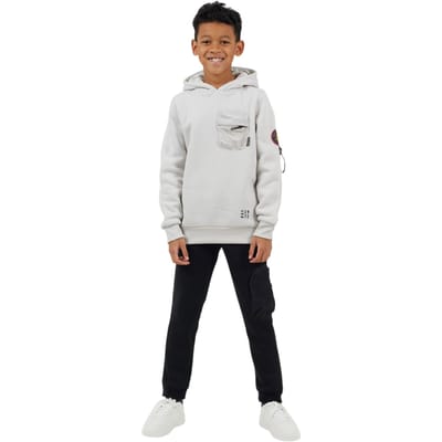 Brave Soul Jongenssweatshirt met capuchon, geribd en lange mouwen (Lichtgrijs)