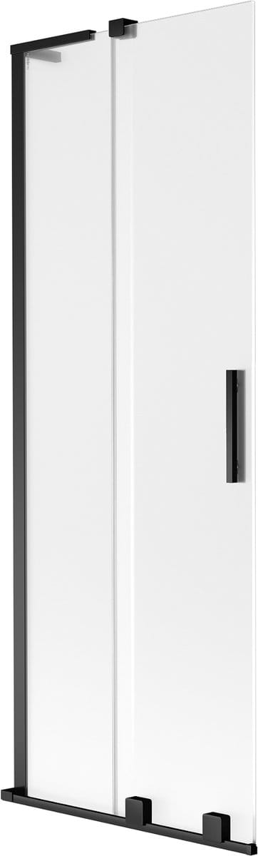 Mexen Velar L badwand scherm 2-delig schuifbaar 70 x 150 cm, ijsglas, zwart - 896-070-003-31-70