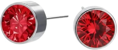 Rvs sieraden - Oorbellen - Rood kristal - oorstekers zilverkleur -6mm