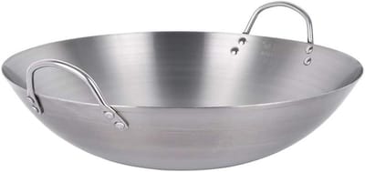 Keukenpannen Wokpan - Grote Sauteerpan - Diverse Maaltijden Bereiden - Roestvrij Staal - 32cm Diameter - Zilverkleurig