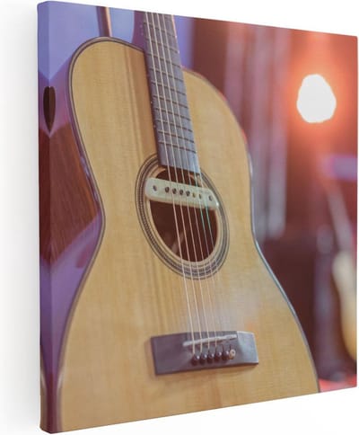 Artaza Canvas Schilderij Akoestische Gitaar - 30x30 cm - Klein - Muurdecoratie Muziek - Wanddecoratie Woonkamer - Kamer Accessoires