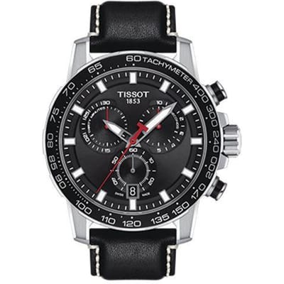 Tissot Speedmaster Serie Kwarts Uurwerk 100 Meter Waterbestendig Horloge 45,5 Mm Zwarte Wijzerplaat Roestvrijstalen Kast Lederen Band T125.617.16.051.00 Regular Watch Box black