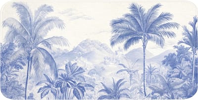 WC mat 120x60 cm - Antislip - Tropisch - Jungle - Blauw - Toiletmat - Vloermat - Douchemat - Toilet tapijt - Toiletmatten