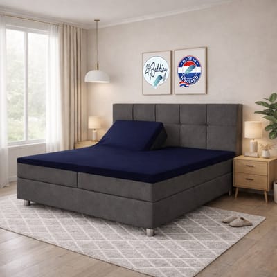 24-Bedding Splittopper Hoeslaken 160x200 cm Marine - 100% Percaline Katoen - Verkoelend Splittopper Hoeslaken